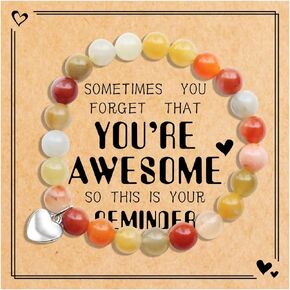 VICKHU Inspirational Gifts for Women Natural Stone Heart Butterfly Bracelet for women Unique Small Gifts for Birthday Mothers day Thanksgiving Christmas Valentine's Day Teacher Appreciation Gifts.