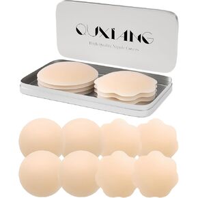 4 أزواج من أغطية حلمات النساء من QUXIANG، أغطية للحلمات من السيليكون اللاصق القابل لإعادة الاستخدام، أغطية بدون حلمات من السيليكون للفستان in Kuwait