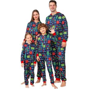 VNVNE Matching Christmas Onesie Pajamas for Women/Men/Couples/Family, Xmas Holiday Long Sleeve One-Piece Adults Pjs Sleepwear