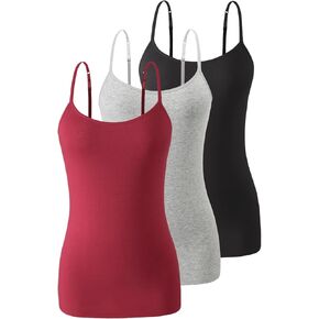 Air Curvey 2＆3 Piece Womens Camisole with Shelf Bra Cotton Undershirts Camis Adjustable Spaghetti Strap Tank Tops