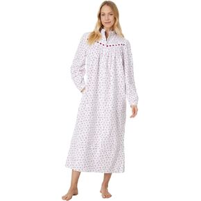Eileen West Women's Cotton Flannel High Neck Long Sleeve Gown