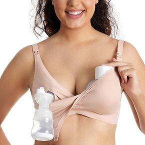 Momcozy Pumping Bra Hands Free, Comfortable Seamless Breast Pump Bra for All-Day Wear, Supportive Pumping and Nursing Bra