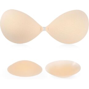 RELIRELIA Women's Sticky Self Adhesive Invisible Strapless Reusable Silicone Push Up Backless Bra