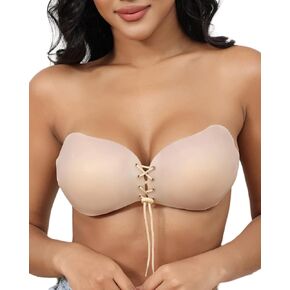 Grace Form Sticky Bra Push Up Strapless Bra Silicone Adjustable Drawstring Backless Adhesive Bra Nipple Cover Sticker