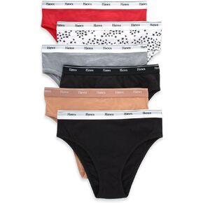 Hanes Women's Originals Hi-Leg Panties, Breathable Stretch Cotton Underwear, Assorted, 6-Pack