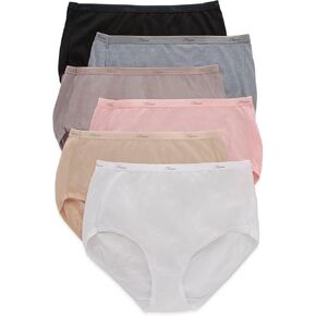 Hanes Women's High-Waisted Brief Panties, 6-Pack, Moisture-Wicking Cotton Brief Underwear (Colors May Vary)