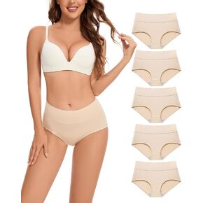 CAILECOTTON Women's Cotton Underwear High Waisted Panties Full Coverage Ladies Briefs Panties
