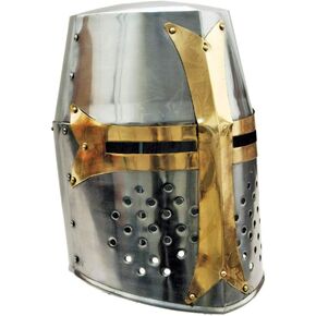 Szco Supplies 14" Decorative Barrel Brass Helm Crusader Helmet (910902)