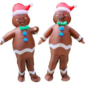 2 Packs Christmas Inflatable Gingerbread Man Costume Adult Blow Up Costume Outfit for Adult/Christmas/Halloween