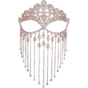 CCbodily Rhinestone Face Mask For Women - Rhinestone Crystal Face Chain Masquerade Mask for Women in Saudi Arabia