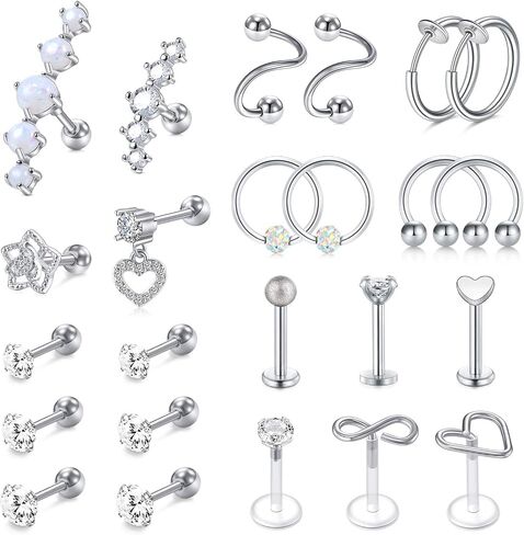 Mayhoop 16g Cartilage Earring Stud Hoop Tragus Stud Earring Cartilage Piercing Jewelry Forward Helix Earrings Hoop Rook Daith Conch Stainless Steel Piercing Jewelry in Saudi Arabia