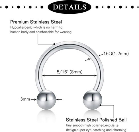Mayhoop 16g Cartilage Earring Stud Hoop Tragus Stud Earring Cartilage Piercing Jewelry Forward Helix Earrings Hoop Rook Daith Conch Stainless Steel Piercing Jewelry in Saudi Arabia