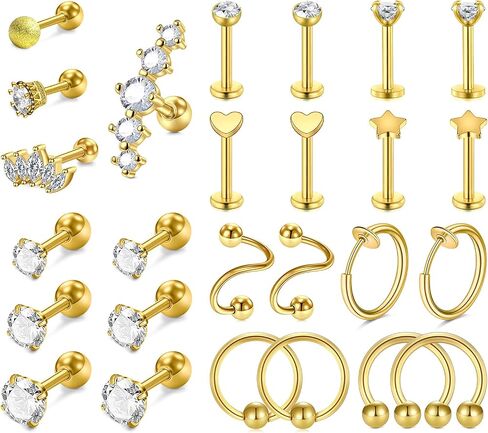 Mayhoop 16g Cartilage Earring Stud Hoop Tragus Stud Earring Cartilage Piercing Jewelry Forward Helix Earrings Hoop Rook Daith Conch Stainless Steel Piercing Jewelry in Saudi Arabia