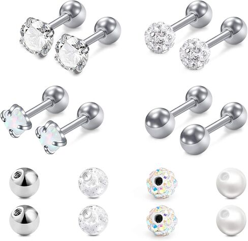 Mayhoop 16g Cartilage Earring Stud Hoop Tragus Stud Earring Cartilage Piercing Jewelry Forward Helix Earrings Hoop Rook Daith Conch Stainless Steel Piercing Jewelry in Saudi Arabia
