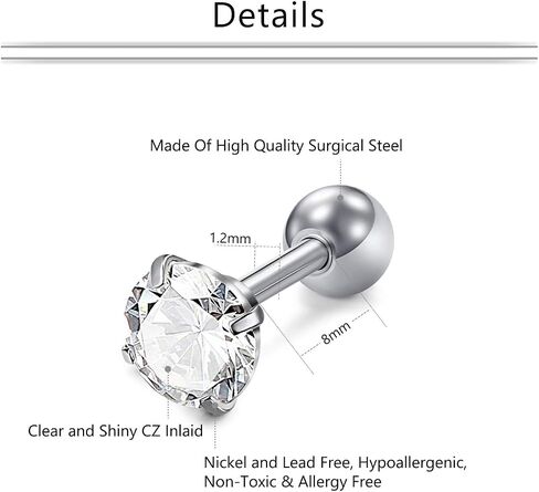 Mayhoop 16g Cartilage Earring Stud Hoop Tragus Stud Earring Cartilage Piercing Jewelry Forward Helix Earrings Hoop Rook Daith Conch Stainless Steel Piercing Jewelry in Saudi Arabia