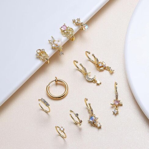 Florideco Nose Cuff Fake Nose Ring Hoop Clip on Nose Ring CZ Dangle Fake Nose Ring Cartilage Tragus Ring Nose Cuff Non Piercing for Women Men in Kuwait