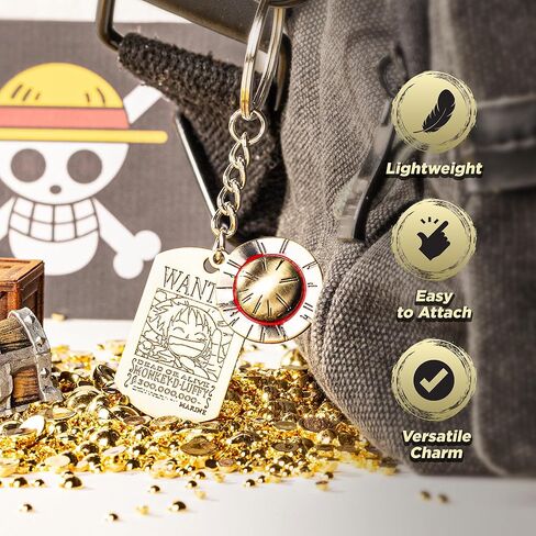 سلسلة مفاتيح أنيمي قطعة واحدة مع حلية جولي روجر، قطعة واحدة لوفي ميرش مع صندوق هدايا، حلقة مفاتيح على شكل قبعة من القش in Kuwait