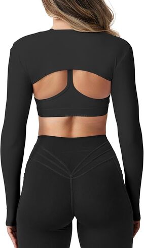 YEOREO Women Crop Top Long Sleeve Bolero Open Front Workout Cropped Shirts Sports Shrug in Saudi Arabia