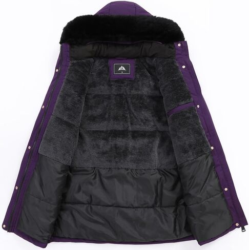 MOERDENG Women's Long Winter Down Coat Thicken Fleece Lined Parka Warm Puffer Jacket With Faux Fur Detachable Hood in Saudi Arabia