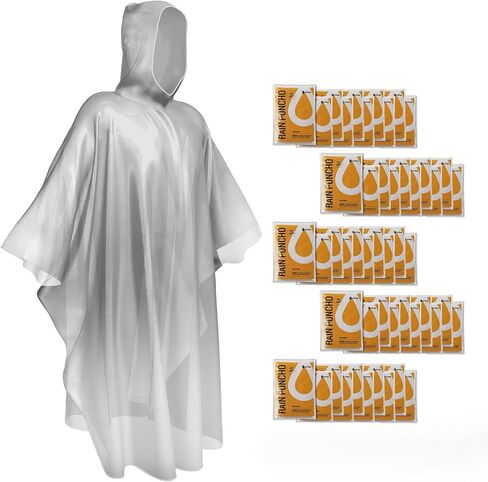 SaphiRose Disposable Adult Rain Ponchos Clear Emergency Raincoat in Kuwait