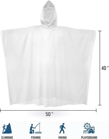 SaphiRose Disposable Adult Rain Ponchos Clear Emergency Raincoat in Kuwait