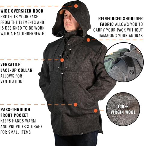 Arcturus Wool Anorak | 100% Virgin Wool | Cordura-Reinforced Shoulder Patches | Large, Adjustable Hood in Saudi Arabia