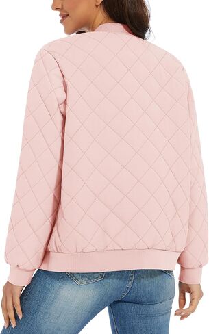 TACVASEN Women's Diamond Quilted Jackets Lightweight Casual Bomber Jacket Warm Winter Coats Full Zip with Pockets in Saudi Arabia
