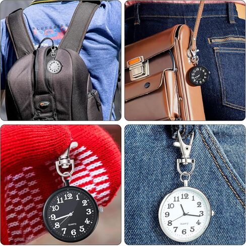 2 Pieces Quartz Pocket Watch with Key Buckle Round Pocket Watch Keychain Watch Portable Unisex Watch in Saudi Arabia
