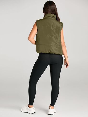 AUTOMET Puffer Vest Women Sleeveless Winter Cropped Outerwear Warm Puffer Lightweight Stand-up Collar Down with Pockets in Kuwait