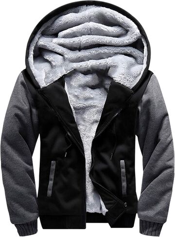 MACHLAB Men's Pullover Winter Workout Fleece Hoodie Jackets Full Zip Wool Warm Thick Coats in Saudi Arabia