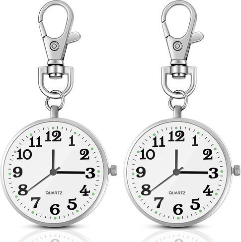 2 Pieces Quartz Pocket Watch with Key Buckle Round Pocket Watch Keychain Watch Portable Unisex Watch in Saudi Arabia