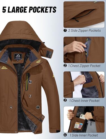 MAGCOMSEN Men's Winter Coats Water Resistant Snow Ski Jacket Fleece Lined Parka 5 Pockets in Saudi Arabia
