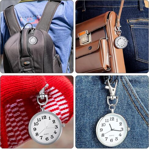 2 Pieces Quartz Pocket Watch with Key Buckle Round Pocket Watch Keychain Watch Portable Unisex Watch in Saudi Arabia