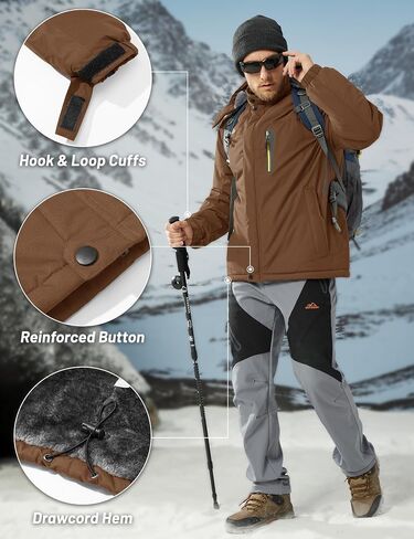 MAGCOMSEN Men's Winter Coats Water Resistant Snow Ski Jacket Fleece Lined Parka 5 Pockets in Saudi Arabia