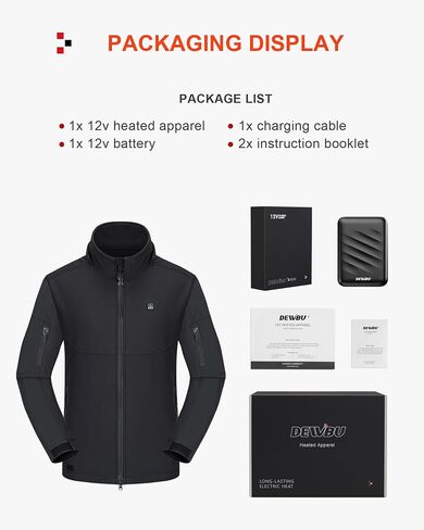 DEWBU Soft Shell Heated Jacket for Men with 12V Battery Pack and Detachable Hood Outdoor Electric Heating Coat in Kuwait