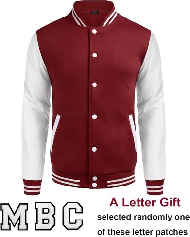 COOFANDY Mens Fashion Varsity Jackets Leather Sleeve Slim Fit College Baseball Letterman Bomber Coat in Saudi Arabia