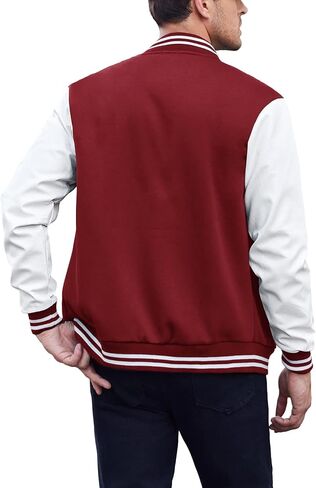 COOFANDY Mens Fashion Varsity Jackets Leather Sleeve Slim Fit College Baseball Letterman Bomber Coat in Saudi Arabia