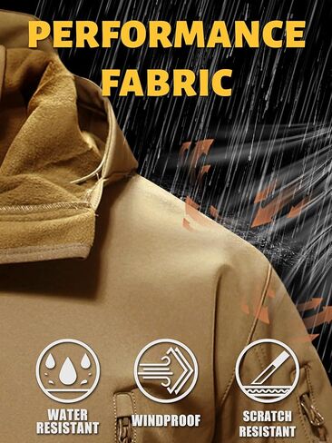 TACVASEN Men's Special Ops Military Tactical Rain Jackets Winter Warm Fleece Softshell Hooded Raincoat Snowboard in Saudi Arabia