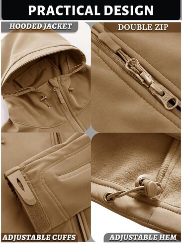 TACVASEN Men's Special Ops Military Tactical Rain Jackets Winter Warm Fleece Softshell Hooded Raincoat Snowboard in Saudi Arabia