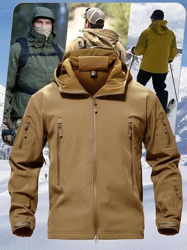 TACVASEN Men's Special Ops Military Tactical Rain Jackets Winter Warm Fleece Softshell Hooded Raincoat Snowboard in Saudi Arabia