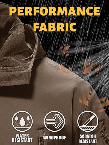 TACVASEN Men's Special Ops Military Tactical Rain Jackets Winter Warm Fleece Softshell Hooded Raincoat Snowboard in Saudi Arabia