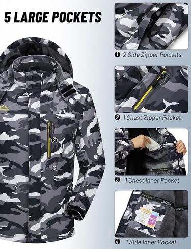 MAGCOMSEN Men's Winter Coats Water Resistant Snow Ski Jacket Fleece Lined Parka 5 Pockets in Saudi Arabia