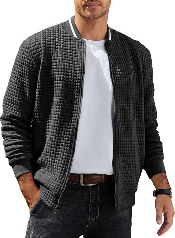 COOFANDY Mens Casual Jackets Lightweight Fall Bomber Jacket Full Zip Knit Sweater Jacket Varsity Coat in Saudi Arabia