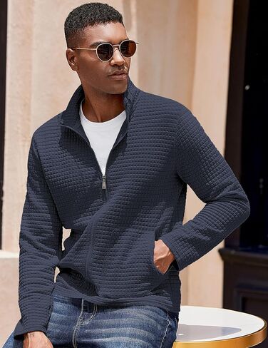 COOFANDY Men's Lightweight Varsity Jacket Casual Bomber Jackets Waffle Zip Up Coat with Pocket in Saudi Arabia