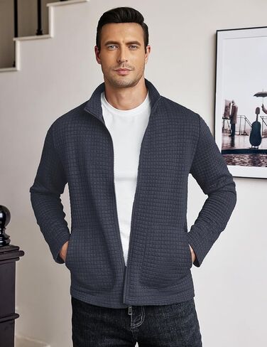 COOFANDY Men's Lightweight Varsity Jacket Casual Bomber Jackets Waffle Zip Up Coat with Pocket in Saudi Arabia