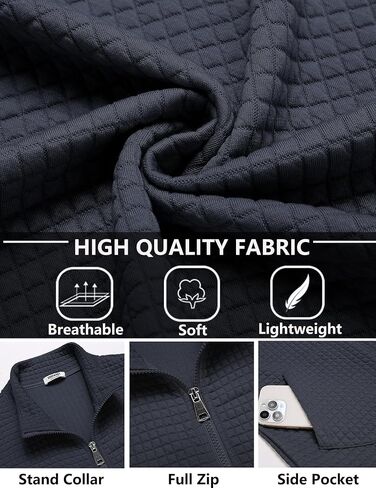 COOFANDY Men's Lightweight Varsity Jacket Casual Bomber Jackets Waffle Zip Up Coat with Pocket in Saudi Arabia