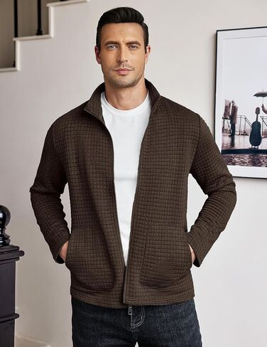 COOFANDY Men's Lightweight Varsity Jacket Casual Bomber Jackets Waffle Zip Up Coat with Pocket in Saudi Arabia