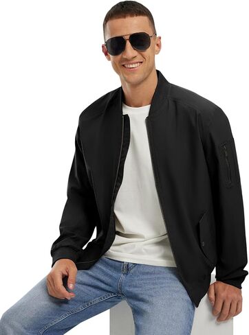 TBMPOY Men's Lightweight Bomber Jackets Light Track Jackets Casual Summer Windbreaker Outdoor Golf Fashion Coat for Men in Kuwait