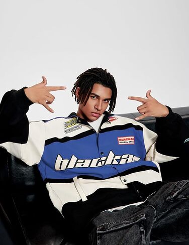 Vamtac Men's Varsity Jacket Vintage Letter Racer Jacket Oversized Baseball Bomber Jackets Unisex Streetwear Coats in Saudi Arabia