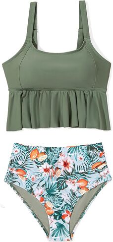 Dokotoo Bikini Set for Women Swimsuits 2025 Ruffle Tops and Floral Bottoms Swim Suit Bathing Suit for Holidays in Saudi Arabia